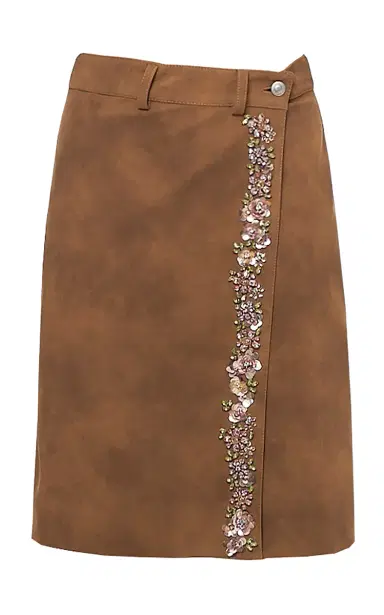 DES_PHEMMES Embroidered Faux Suede Wrap Skirt | Thumbnail 1 DES_PHEMMES Embroidered Faux Suede Wrap Skirt | Thumbnail 1