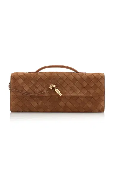 Bottega Veneta Andiamo Intrecciato Suede Clutch | Thumbnail 1 Bottega Veneta Andiamo Intrecciato Suede Clutch | Thumbnail 1