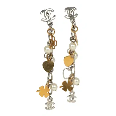 Chanel Pre-owned Chanel CC Clovers & Hearts Dangle Earrings Mixed Metal Hardware | Thumbnail 3 Chanel Pre-owned Chanel CC Clovers & Hearts Dangle Earrings Mixed Metal Hardware | Thumbnail 3