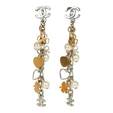 Chanel Pre-owned Chanel CC Clovers & Hearts Dangle Earrings Mixed Metal Hardware | Thumbnail 1 Chanel Pre-owned Chanel CC Clovers & Hearts Dangle Earrings Mixed Metal Hardware | Thumbnail 1