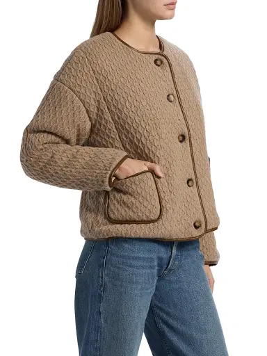 dh New York Women's Loup Knit Sweater Jacket - Oatmeal Combo | Thumbnail 4 dh New York Women's Loup Knit Sweater Jacket - Oatmeal Combo | Thumbnail 4