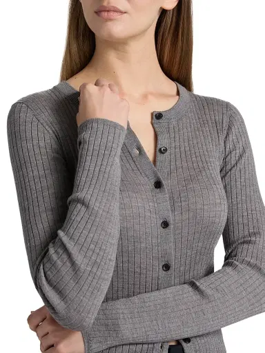 A.L.C. Women's Fisher Wool Cardigan - Medium Heather Grey - Size XL | Thumbnail 6 A.L.C. Women's Fisher Wool Cardigan - Medium Heather Grey - Size XL | Thumbnail 6