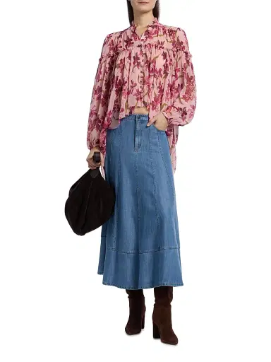 Cinq à Sept Women's Danny Trailing Hibiscus Ruffled High-Low Top | Thumbnail 2 Cinq à Sept Women's Danny Trailing Hibiscus Ruffled High-Low Top | Thumbnail 2
