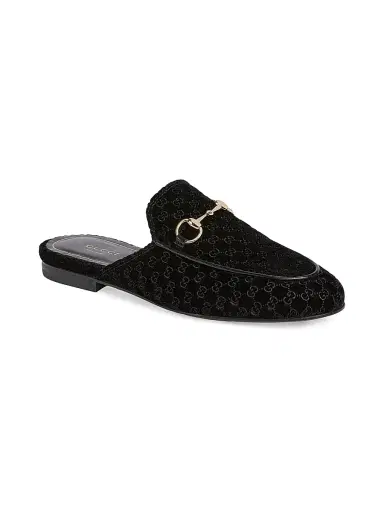 Gucci Women's Princetown Monogram Mules - Black | Thumbnail 2 Gucci Women's Princetown Monogram Mules - Black | Thumbnail 2