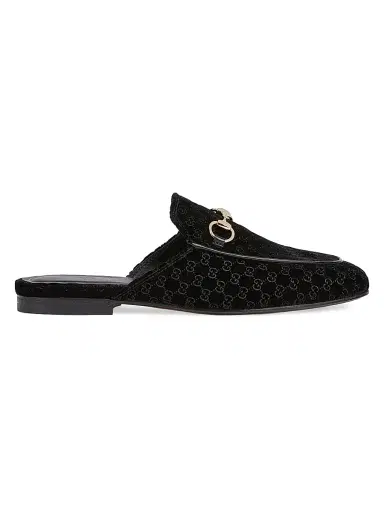 Gucci Women's Princetown Monogram Mules - Black | Thumbnail 1 Gucci Women's Princetown Monogram Mules - Black | Thumbnail 1