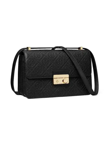 Tory Burch Women's T Monogram Pebbled Leather Shoulder Bag - Black | Thumbnail 5 Tory Burch Women's T Monogram Pebbled Leather Shoulder Bag - Black | Thumbnail 5