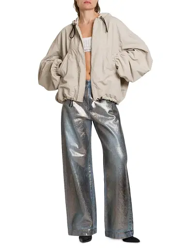 The Attico Women's Crispy Bomber Jacket - Ice | Thumbnail 2 The Attico Women's Crispy Bomber Jacket - Ice | Thumbnail 2