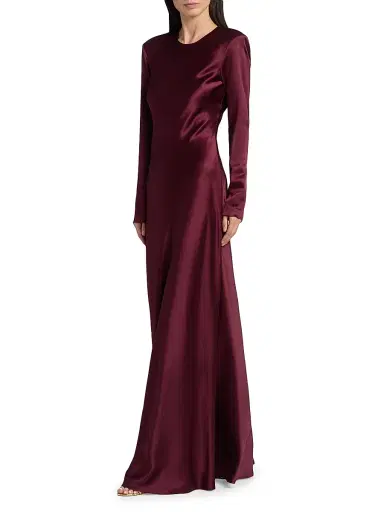 Heirlome Women's Ruth Silk Bias-Cut Long-Sleeve Gown - Burgundy | Thumbnail 2 Heirlome Women's Ruth Silk Bias-Cut Long-Sleeve Gown - Burgundy | Thumbnail 2