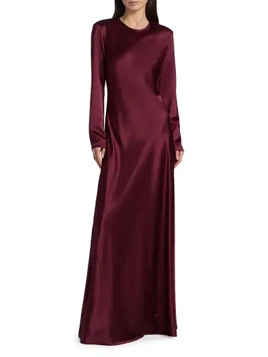 Heirlome Women's Ruth Silk Bias-Cut Long-Sleeve Gown - Burgundy | Thumbnail 3 Heirlome Women's Ruth Silk Bias-Cut Long-Sleeve Gown - Burgundy | Thumbnail 3