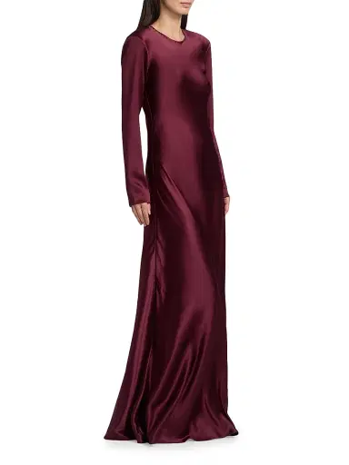 Heirlome Women's Ruth Silk Bias-Cut Long-Sleeve Gown - Burgundy | Thumbnail 4 Heirlome Women's Ruth Silk Bias-Cut Long-Sleeve Gown - Burgundy | Thumbnail 4