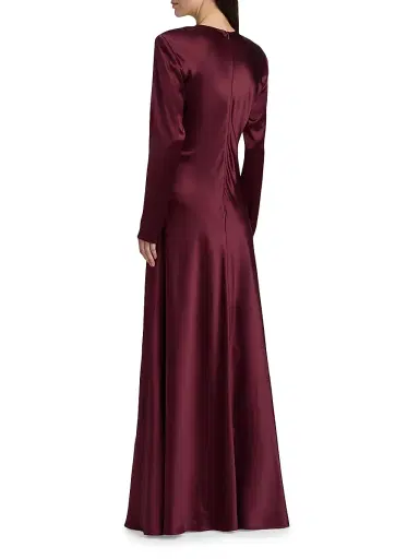 Heirlome Women's Ruth Silk Bias-Cut Long-Sleeve Gown - Burgundy | Thumbnail 5 Heirlome Women's Ruth Silk Bias-Cut Long-Sleeve Gown - Burgundy | Thumbnail 5