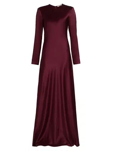 Heirlome Women's Ruth Silk Bias-Cut Long-Sleeve Gown - Burgundy | Thumbnail 1 Heirlome Women's Ruth Silk Bias-Cut Long-Sleeve Gown - Burgundy | Thumbnail 1