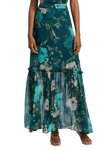 FIGUE Women's Jordan Floral Maxi Skirt - Blooming Floral Peacock Blue - Size 14 | Thumbnail 3 FIGUE Women's Jordan Floral Maxi Skirt - Blooming Floral Peacock Blue - Size 14 | Thumbnail 3