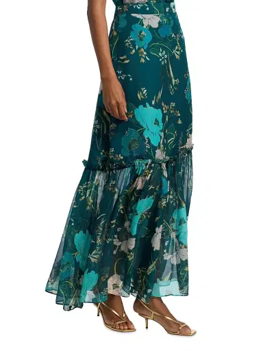 FIGUE Women's Jordan Floral Maxi Skirt - Blooming Floral Peacock Blue - Size 14 | Thumbnail 4 FIGUE Women's Jordan Floral Maxi Skirt - Blooming Floral Peacock Blue - Size 14 | Thumbnail 4