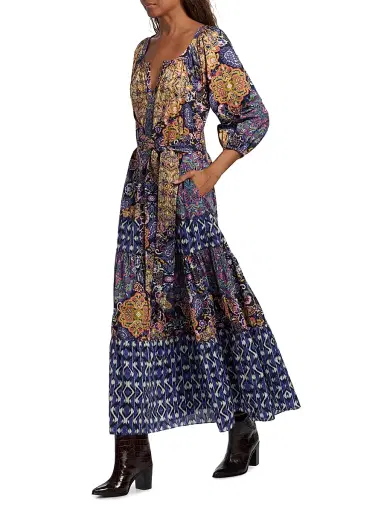 Figue Women's Johanna Multi-Print Cotton Maxi Dress - Kaleidoscope Paisley Blue | Thumbnail 2 Figue Women's Johanna Multi-Print Cotton Maxi Dress - Kaleidoscope Paisley Blue | Thumbnail 2