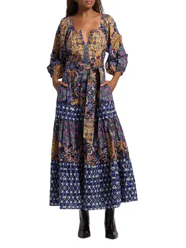 Figue Women's Johanna Multi-Print Cotton Maxi Dress - Kaleidoscope Paisley Blue | Thumbnail 3 Figue Women's Johanna Multi-Print Cotton Maxi Dress - Kaleidoscope Paisley Blue | Thumbnail 3