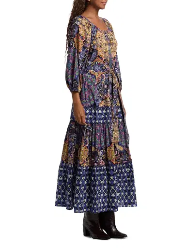 Figue Women's Johanna Multi-Print Cotton Maxi Dress - Kaleidoscope Paisley Blue | Thumbnail 4 Figue Women's Johanna Multi-Print Cotton Maxi Dress - Kaleidoscope Paisley Blue | Thumbnail 4