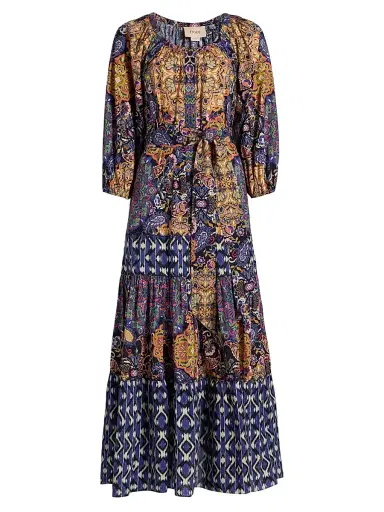 Figue Women's Johanna Multi-Print Cotton Maxi Dress - Kaleidoscope Paisley Blue | Thumbnail 1 Figue Women's Johanna Multi-Print Cotton Maxi Dress - Kaleidoscope Paisley Blue | Thumbnail 1