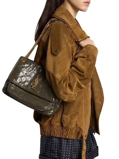 Saint Laurent Women's Niki Medium Shoulder Bag in Vintage Leather - Light Musk | Thumbnail 3 Saint Laurent Women's Niki Medium Shoulder Bag in Vintage Leather - Light Musk | Thumbnail 3