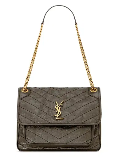 Saint Laurent Women's Niki Medium Shoulder Bag in Vintage Leather - Light Musk | Thumbnail 1 Saint Laurent Women's Niki Medium Shoulder Bag in Vintage Leather - Light Musk | Thumbnail 1