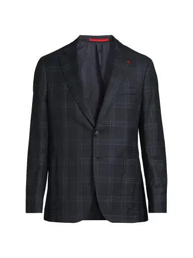 Isaia Men's Delain Plaid Wool Jacket - Blue Medium - Size 50 | Thumbnail 1 Isaia Men's Delain Plaid Wool Jacket - Blue Medium - Size 50 | Thumbnail 1