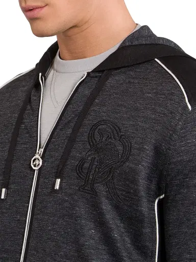 Stefano Ricci Men's Hooded Full Zip Sweater - Dark Grey - Size 52 | Thumbnail 4 Stefano Ricci Men's Hooded Full Zip Sweater - Dark Grey - Size 52 | Thumbnail 4