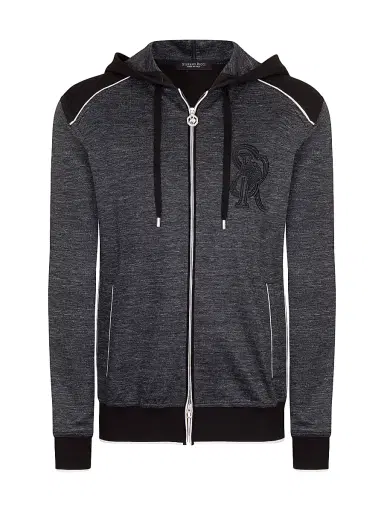 Stefano Ricci Men's Hooded Full Zip Sweater - Dark Grey - Size 52 | Thumbnail 1 Stefano Ricci Men's Hooded Full Zip Sweater - Dark Grey - Size 52 | Thumbnail 1
