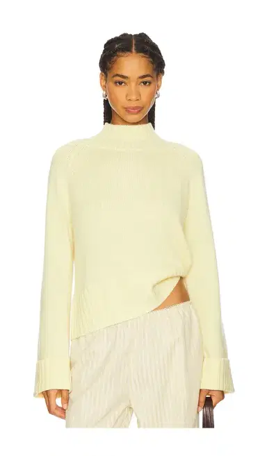 Autumn Cashmere 6-ply Cuffed Solid Boxy Mock Neck Top | Thumbnail 1 Autumn Cashmere 6-ply Cuffed Solid Boxy Mock Neck Top | Thumbnail 1