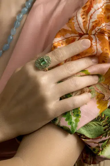 LEIGH MAXWELL Green Tourmaline Faceted Shield Ring | Thumbnail 3 LEIGH MAXWELL Green Tourmaline Faceted Shield Ring | Thumbnail 3
