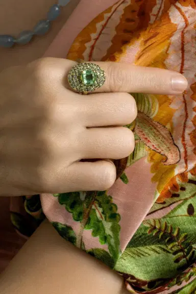 LEIGH MAXWELL Green Tourmaline Faceted Shield Ring | Thumbnail 4 LEIGH MAXWELL Green Tourmaline Faceted Shield Ring | Thumbnail 4