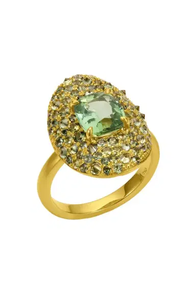 LEIGH MAXWELL Green Tourmaline Faceted Shield Ring | Thumbnail 5 LEIGH MAXWELL Green Tourmaline Faceted Shield Ring | Thumbnail 5