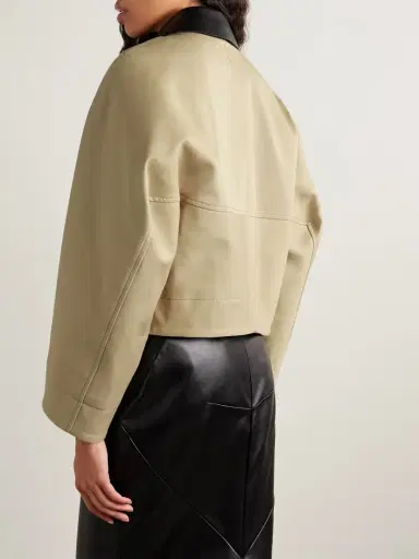 Givenchy Cropped Leather-trimmed Cotton And Wool-blend Twill Jacket | Thumbnail 4 Givenchy Cropped Leather-trimmed Cotton And Wool-blend Twill Jacket | Thumbnail 4