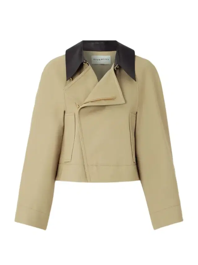 Givenchy Cropped Leather-trimmed Cotton And Wool-blend Twill Jacket