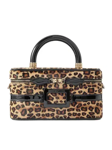 Roger Vivier Belle Vivier Patent Leather-trimmed Leopard-print Calf Hair Cosmetics Case | Thumbnail 1 Roger Vivier Belle Vivier Patent Leather-trimmed Leopard-print Calf Hair Cosmetics Case | Thumbnail 1