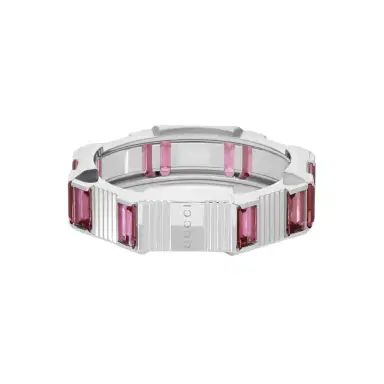 Gucci Gucci Link to Love 18K White Gold & Rubellite Band Ring YBC702414001016 - by The Solist | Thumbnail 1 Gucci Gucci Link to Love 18K White Gold & Rubellite Band Ring YBC702414001016 - by The Solist | Thumbnail 1
