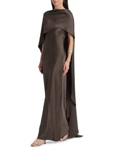 SIMKHAI Women's Izel Cape Gown - Chocolate | Thumbnail 2 SIMKHAI Women's Izel Cape Gown - Chocolate | Thumbnail 2