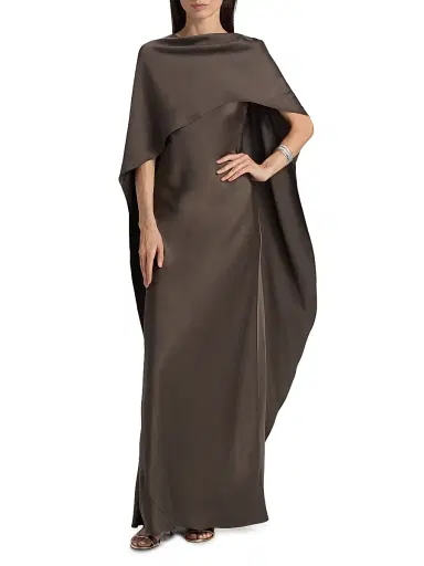 SIMKHAI Women's Izel Cape Gown - Chocolate | Thumbnail 3 SIMKHAI Women's Izel Cape Gown - Chocolate | Thumbnail 3
