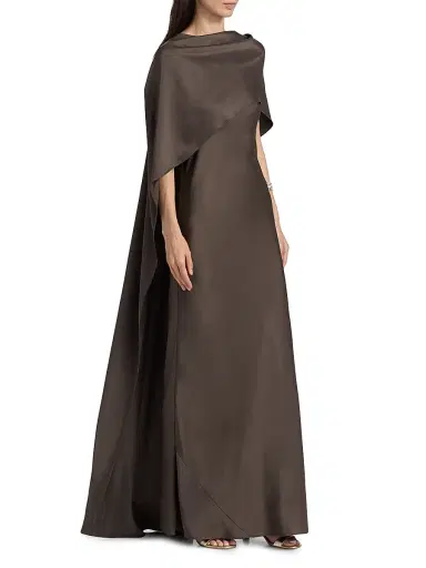 SIMKHAI Women's Izel Cape Gown - Chocolate | Thumbnail 4 SIMKHAI Women's Izel Cape Gown - Chocolate | Thumbnail 4