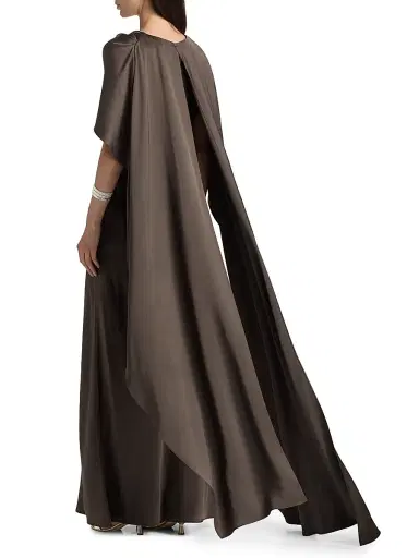 SIMKHAI Women's Izel Cape Gown - Chocolate | Thumbnail 5 SIMKHAI Women's Izel Cape Gown - Chocolate | Thumbnail 5