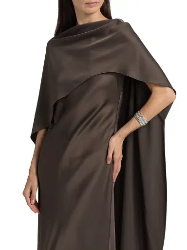 SIMKHAI Women's Izel Cape Gown - Chocolate | Thumbnail 6 SIMKHAI Women's Izel Cape Gown - Chocolate | Thumbnail 6