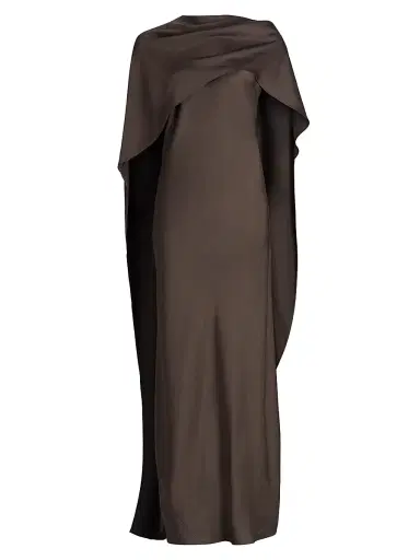SIMKHAI Women's Izel Cape Gown - Chocolate | Thumbnail 1 SIMKHAI Women's Izel Cape Gown - Chocolate | Thumbnail 1