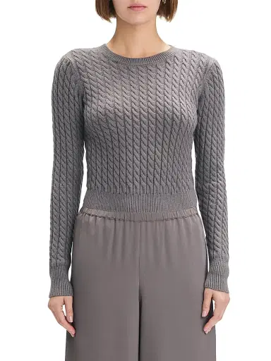 Favorite Daughter Women's Feel Good Cable-Knit Sweater - Grey Shadow | Thumbnail 4 Favorite Daughter Women's Feel Good Cable-Knit Sweater - Grey Shadow | Thumbnail 4
