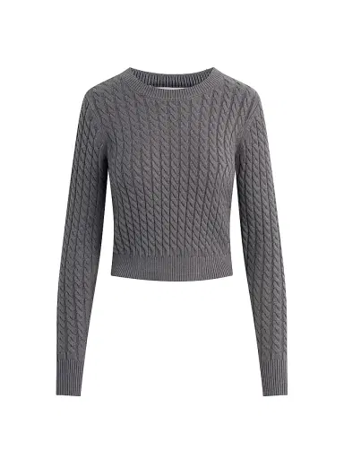 Favorite Daughter Women's Feel Good Cable-Knit Sweater - Grey Shadow | Thumbnail 1 Favorite Daughter Women's Feel Good Cable-Knit Sweater - Grey Shadow | Thumbnail 1
