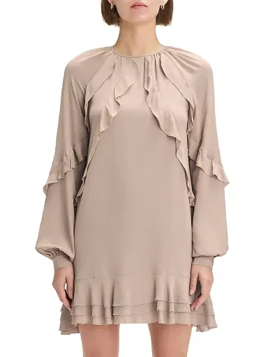 Favorite Daughter Women's The Because of You Ruffled Minidress - Mocha | Thumbnail 4 Favorite Daughter Women's The Because of You Ruffled Minidress - Mocha | Thumbnail 4