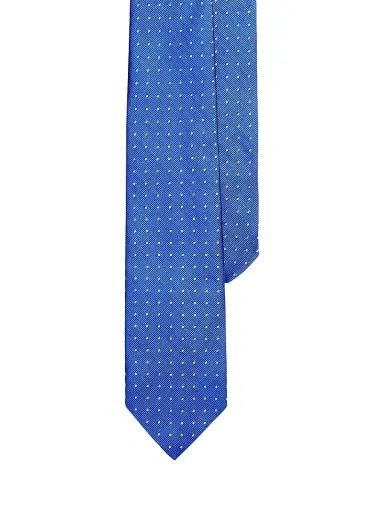 Polo Ralph Lauren Men's Polka Dot Silk Narrow Tie - Blue White | Thumbnail 1 Polo Ralph Lauren Men's Polka Dot Silk Narrow Tie - Blue White | Thumbnail 1