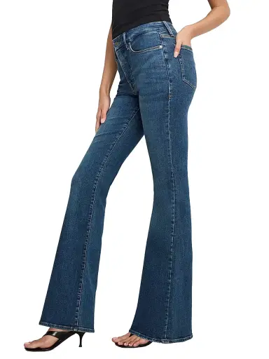 Good American Women's Good Legs High-Rise Flare Jeans - Blue | Thumbnail 4 Good American Women's Good Legs High-Rise Flare Jeans - Blue | Thumbnail 4