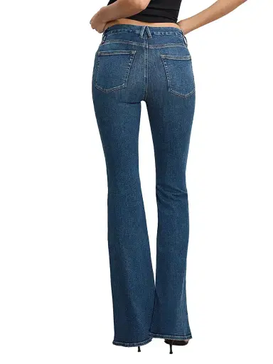 Good American Women's Good Legs High-Rise Flare Jeans - Blue | Thumbnail 5 Good American Women's Good Legs High-Rise Flare Jeans - Blue | Thumbnail 5