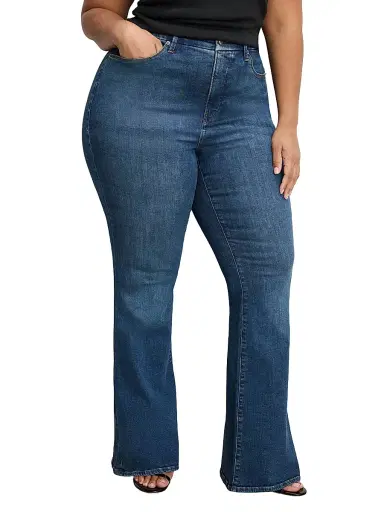 Good American Women's Good Legs High-Rise Flare Jeans - Blue | Thumbnail 7 Good American Women's Good Legs High-Rise Flare Jeans - Blue | Thumbnail 7