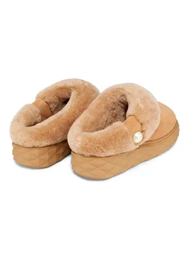Jimmy Choo Women's Diamond Maxi Suede Shearling Mules - Toffee | Thumbnail 3 Jimmy Choo Women's Diamond Maxi Suede Shearling Mules - Toffee | Thumbnail 3