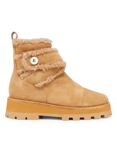 Jimmy Choo Women's Meena Shearling Suede Ankle Boots - Toffee | Thumbnail 1 Jimmy Choo Women's Meena Shearling Suede Ankle Boots - Toffee | Thumbnail 1